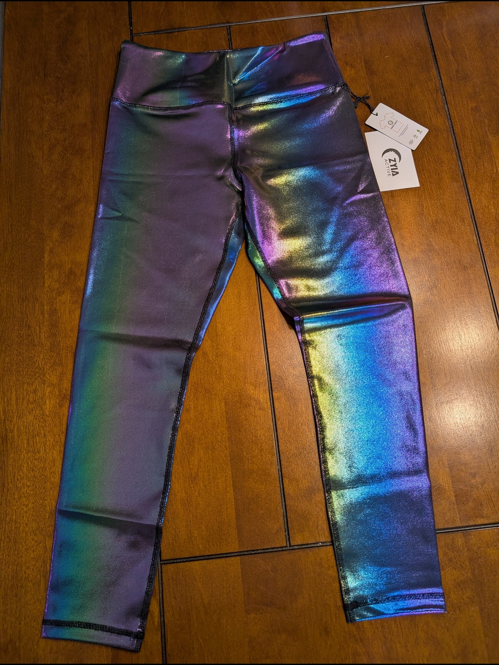 Zyia Active Mirage Metallic Holographic Unicorn 7/8 Leggings Size 6-8 NWT